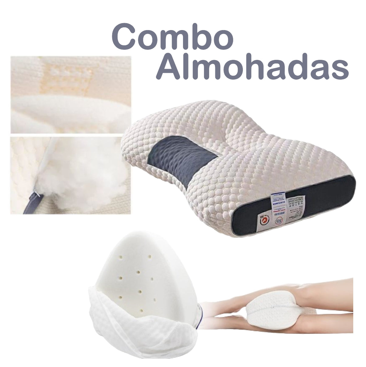 Kit ortopédico: almohada cervical + cojín soporte piernas